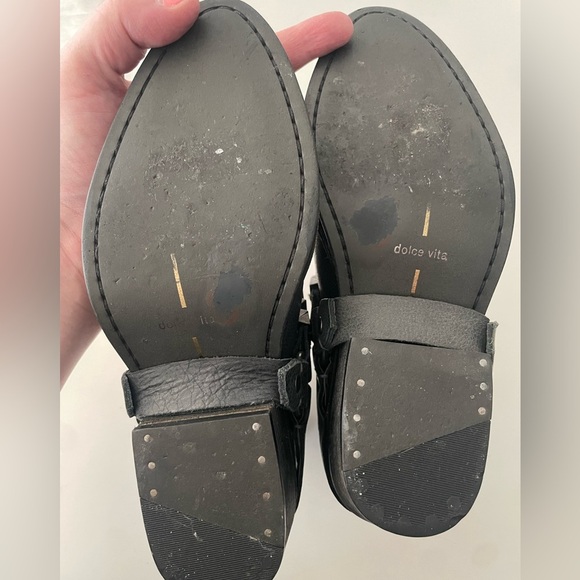 Dolce Vita Teyla harness ankle biker boots dark gray leather women size 6.5 zip - Picture 7 of 9